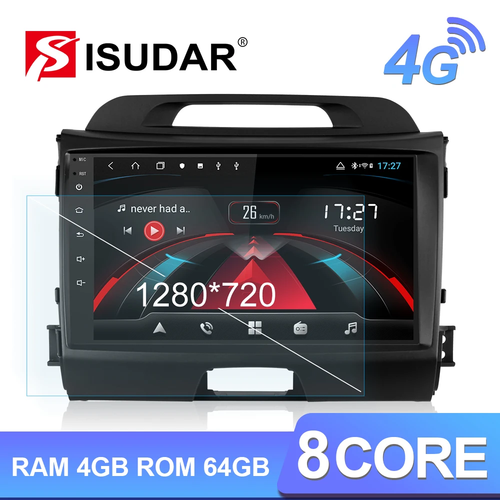  Isudar H53 4G Android 1 Din Auto Radio For KIA/Sportage Car Multimedia Player Octa Core RAM 4GB ROM