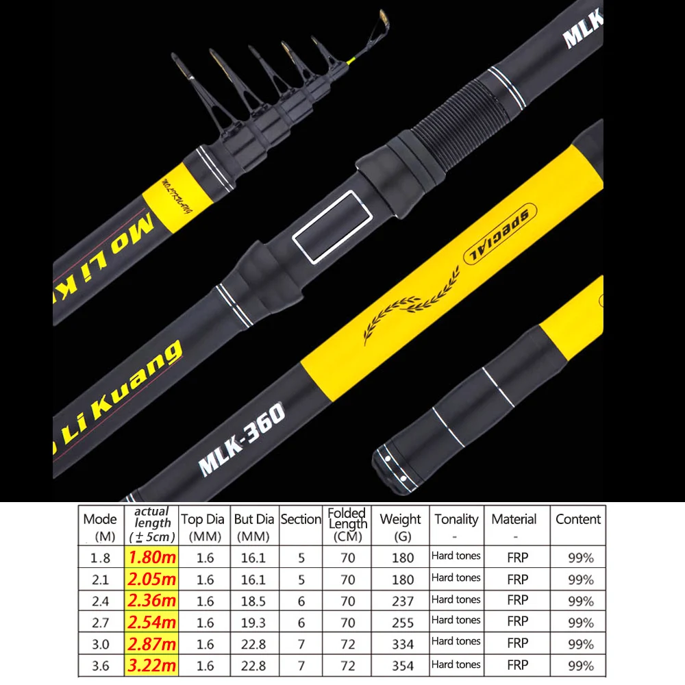 JOSBY FRP портативная телескопическая удочка, высокая производительность, морская удочка, Удочка pesca, 2,1 м, 2,4 м, 2,7 м, 3,0 м, 3,6 м, м