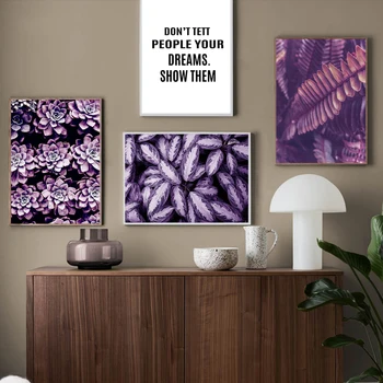 

Scandinavian Fashion Poster Purple Flower Plant Nordic Style Wall Art Canvas Print Painting Modern Living Room Decor Picture