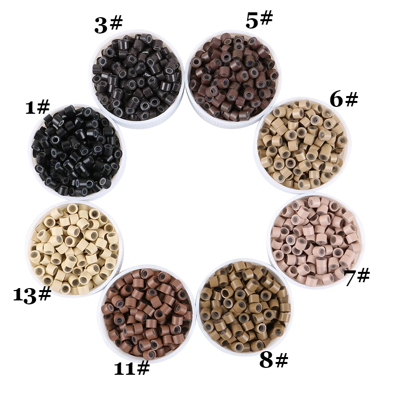 Ring Beads Hair Extensions Tools, Hair Extensions Tools, Nano Rings, 1000Pcs/Jar 4.0x2.0x3.0mm Micro Silicone Lined Rings/Links/Beads for Hair Extensions