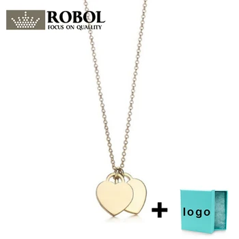 

X tfx ttff rllen original sterling silver double gold love card necklace suitable for female jewelry DIY wholesale free shipping