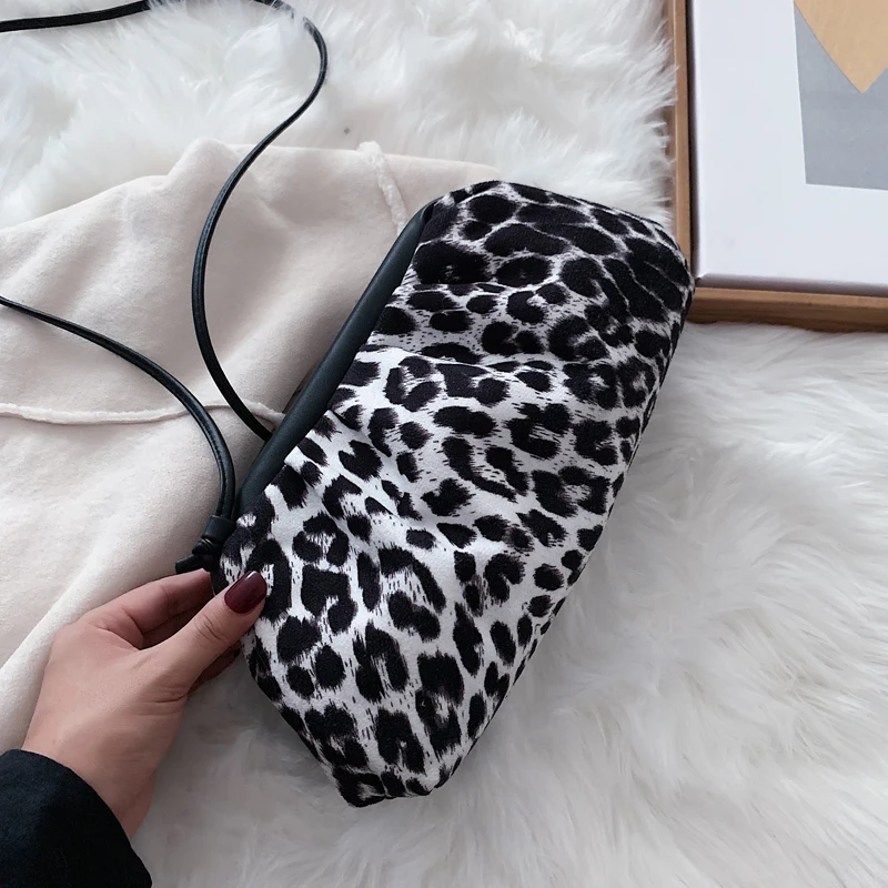 Skup Leopard pierogi kobiety torba 2019 nowy projektant mody chmura sprzęgła kobiet torba na ramię crossbody dla kobiet torebki