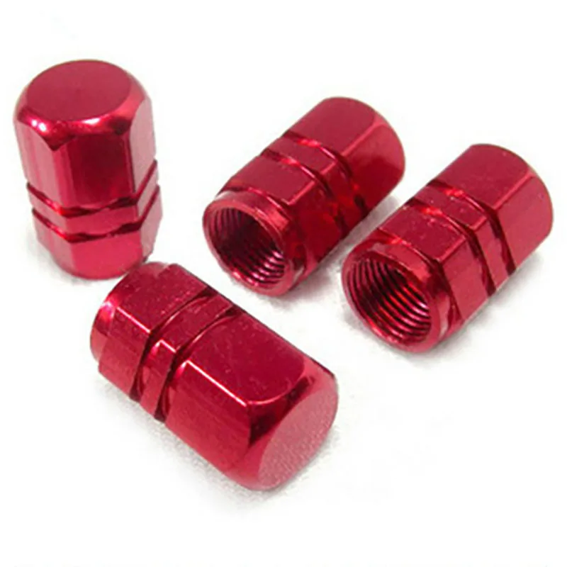 4Pcs Bike valve cap Theftproof Aluminum Bicycle Wheel Tire Covered Tyre Stem American Air valve Caps Truck Airtight Cover - Цвет: Red