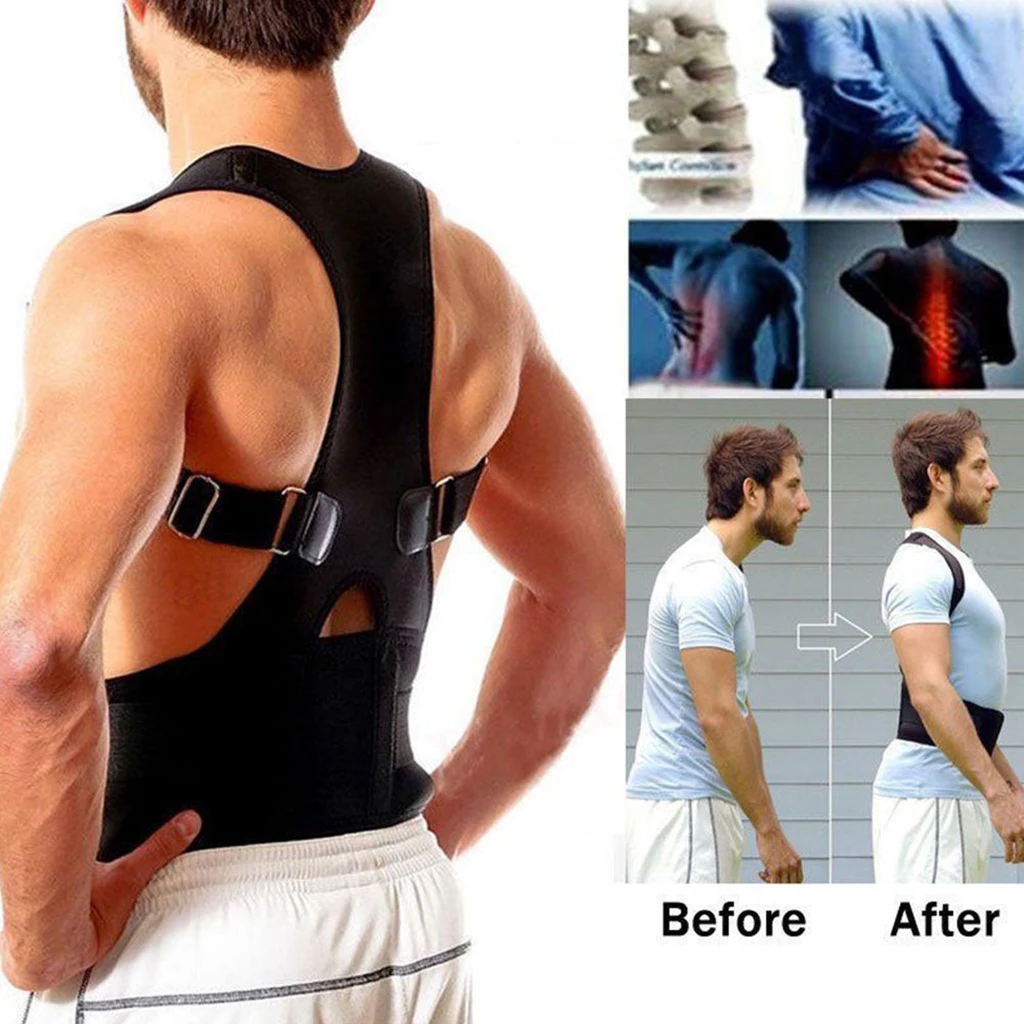 Men Women Brace Support Belt Adjustable Magnetic Back Posture Corrector Clavicle Spine Shoulder Lumbar Posture Correction