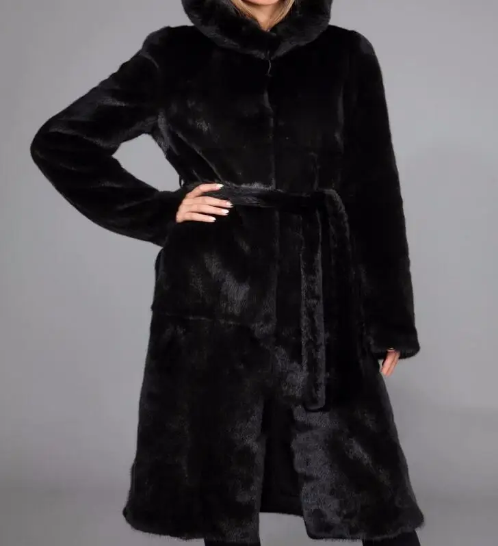 S-6XL, хит, весна/осень, женское Новое модное пальто из искусственного меха, длинное пальто с воротником из лисьего меха, большой размер