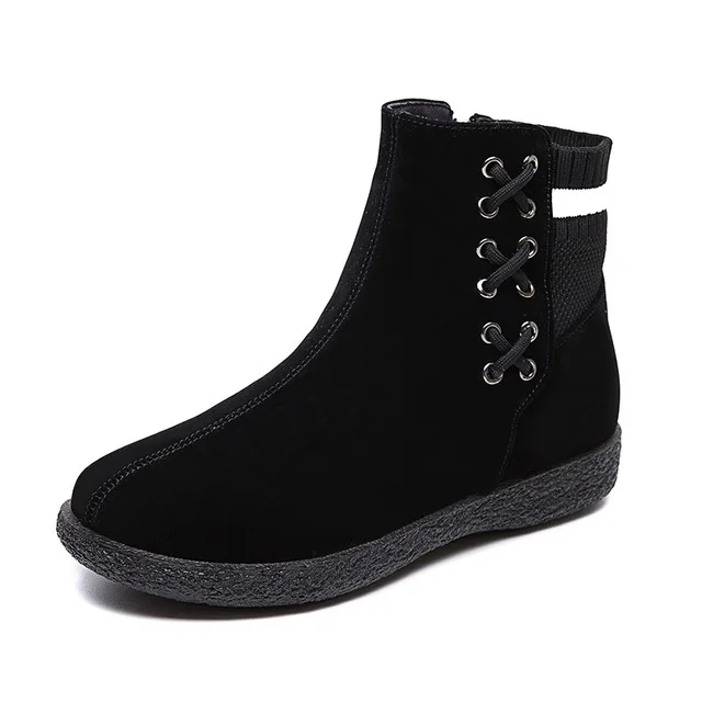 2020 new women's fashion low-heel sewing suede platform ankle boots ladies casual and comfortable style plus size 35-43