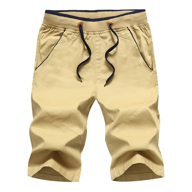 Shorts Men Bermuda Homme Beach High-Quality Casual Elastic-Waist New-Style Solid Cotton