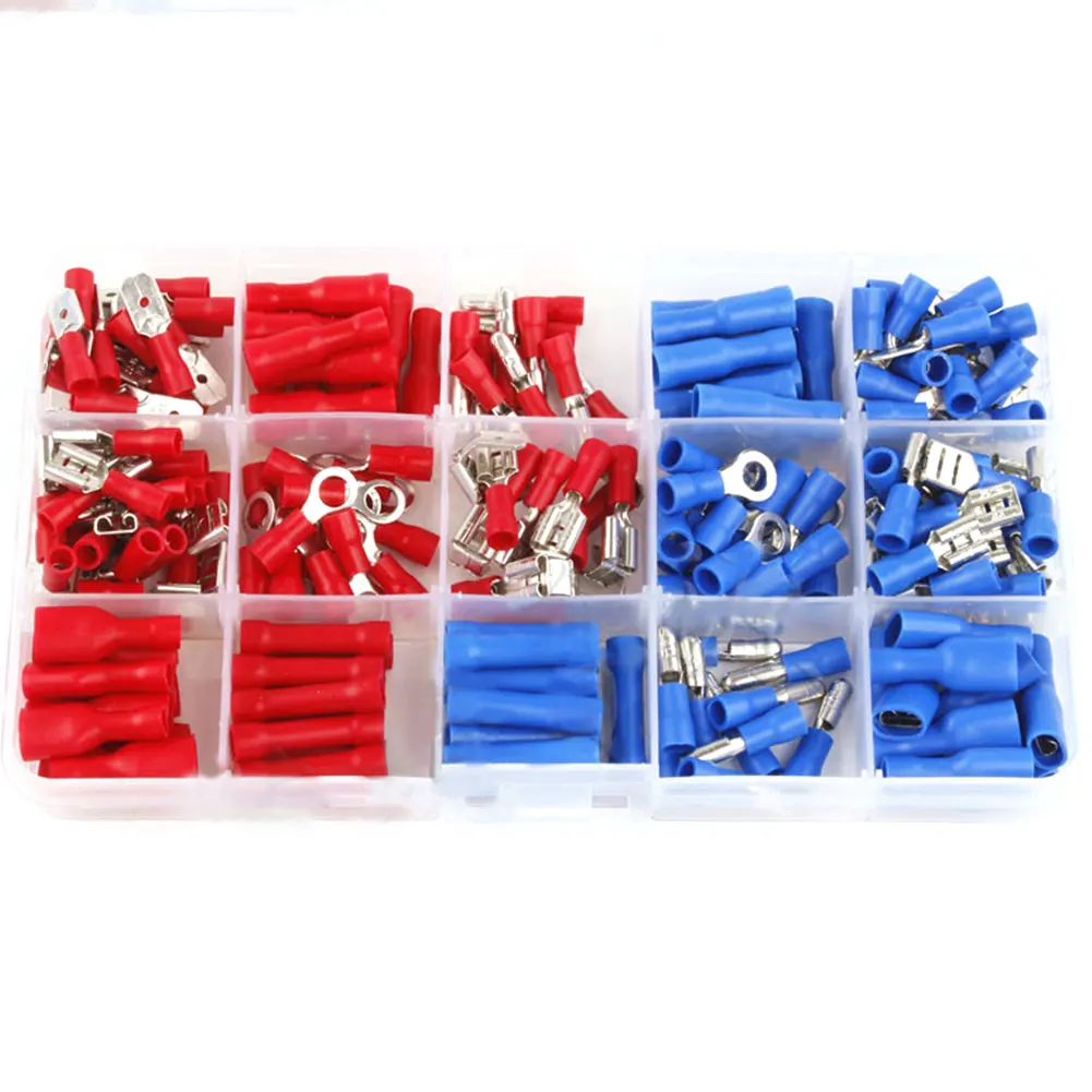 

new200pcs/lot Eletrical Cable Terminal Connecting Tool Assorted Electrical Fork Ring Spade Crimp Terminal Wire Connector Box Kit