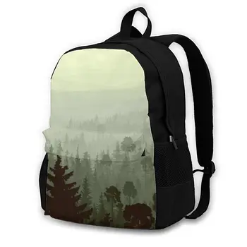 

Laptop Backpack Canvas Backpack School Teenagers Casual Travel Forest Landscape Wild Coniferous With Fog Firs In Foreground Bags