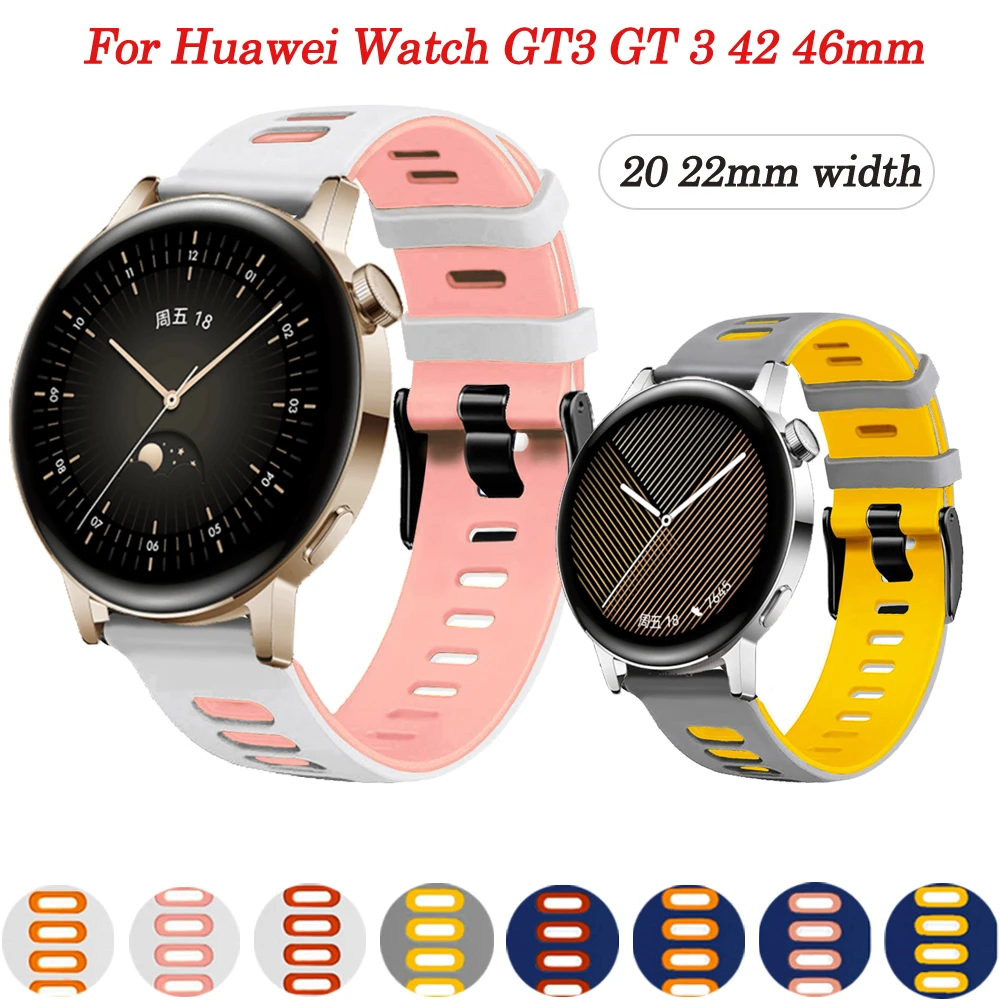 

Silicone 20 22mm Smart Watch Band Wristband For Huawei Watch GT3 GT 3 42 46mm Wrist Strap GT 2 GT2 Pro Watchband Bracelet Correa