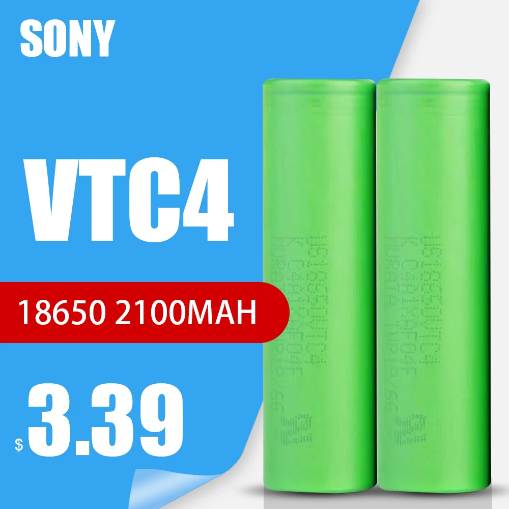 Литиевая аккумуляторная батарея Sony 100% VTC4 3 6 В 18650 мАч US18650VTC4 30 А для фонариков