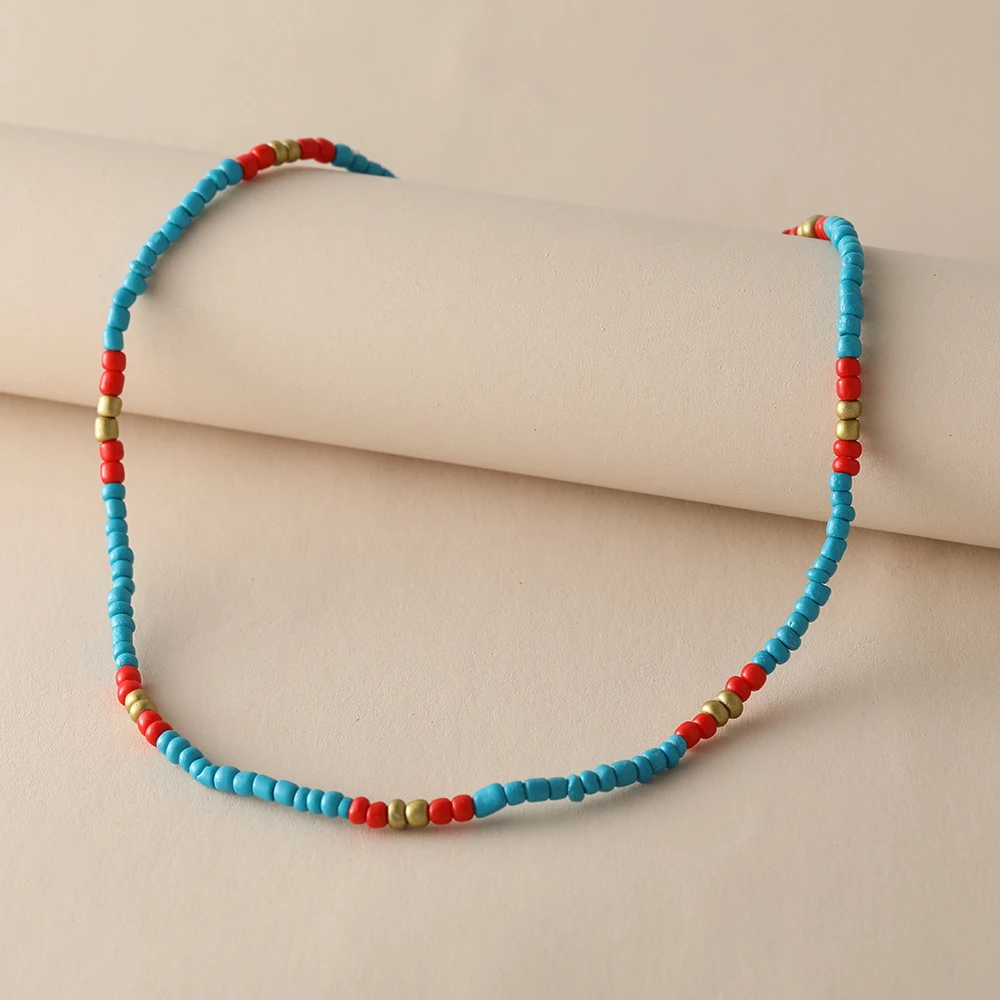 2021 New Lovely Daisy Flower Colorful Beads Pearl Clavicle Choker Necklace for Women Girls Spring Summer Jewelry Wholesale 
