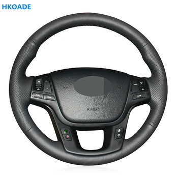 

DIY Hand-stitched Black Hige Soft Faux Leather Car Steering Wheel Cover for Kia K7 Cadenza 2011-2015 Sorento 2009-2014