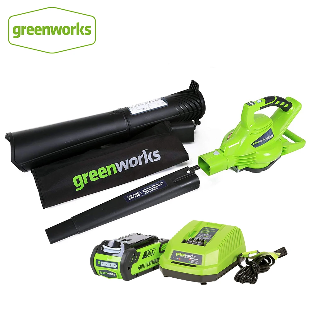 GreenWorks открытый сад DigiPro G-MAX 40 в Беспроводная переменная Speed185MPH воздуходувка Vaccumm с 4ah зарядное устройство - Цвет: with 4.0ah battery