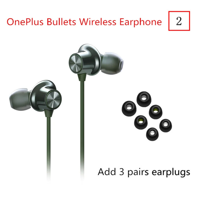 OnePlus Bullets беспроводной 2 Bluetooth магнитное управление микрофоном в ухо наушники Гибридный AptX Быстрая зарядка для Oneplus 7 Pro 6T - Цвет: GREEN 2 add plug