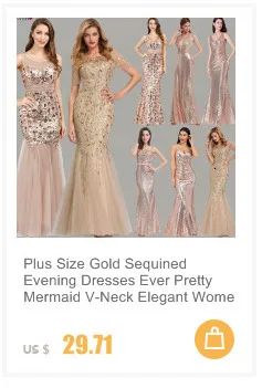 Plus Size Sequined Evening Dresses Ever Pretty 3/4 Sleeve A-Line Double V-Neck Elegant Sparkle Party Gowns Abiye Gece Elbisesi