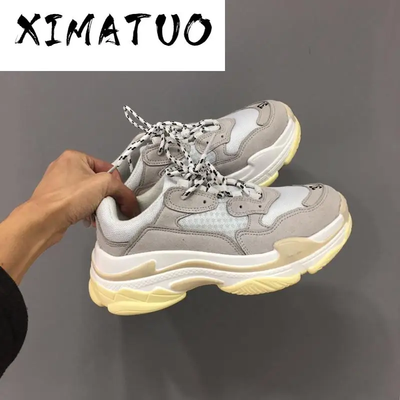 Кроссовки мужские замшевые модная Винтажная обувь на платформе белые для