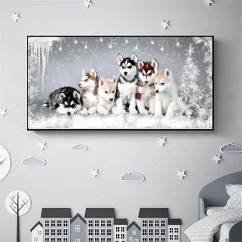 

Huacan Diamond Painting Kit Dog Diamond Art Farmhouse Home Decor Embroidery Full Display Husky Handmade Gift