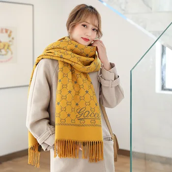

scarf 2019 winter new rabbit flannel wrap yarn scarf women's double face tassel shawl Korean version of fashion versatile scarf