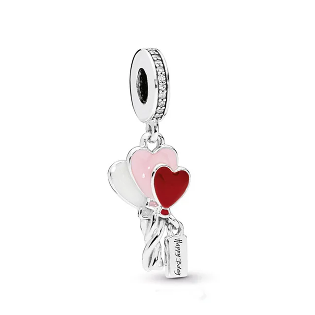 925 Sterling Silver New Mother'S Day Shiny Hanging Charm Love Beaded Free Package - Цвет: Белый