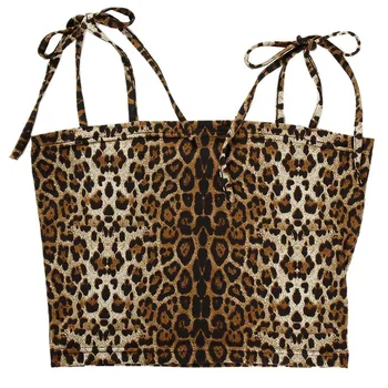 

Sexy Leopard Printed Camis Tops Summer Backless Sleeveless Crop Top Fashion Tops Tees Party Vest
