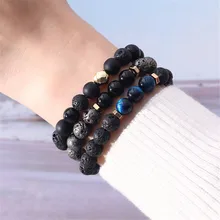 Для мужчин и женщин 8 мм пара дистанционный браслет классический натуральный камень белый и черный бисерные браслеты для мужчин женщин лучший друг Горячая# BB