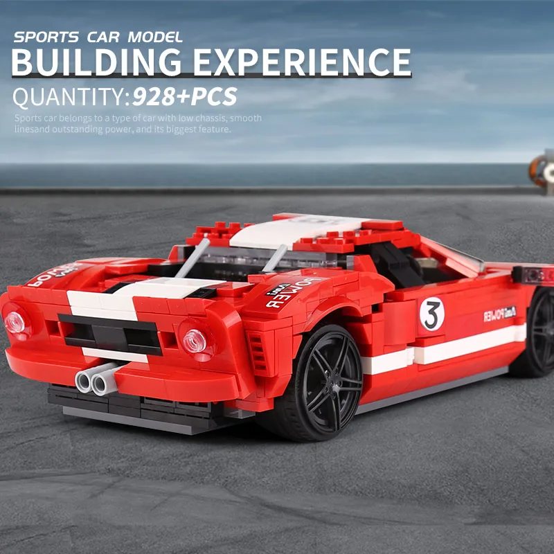 Совместимость с Tehnic MOC 20825 Red Phanton Fords GT Модель гоночного автомобиля Lepining