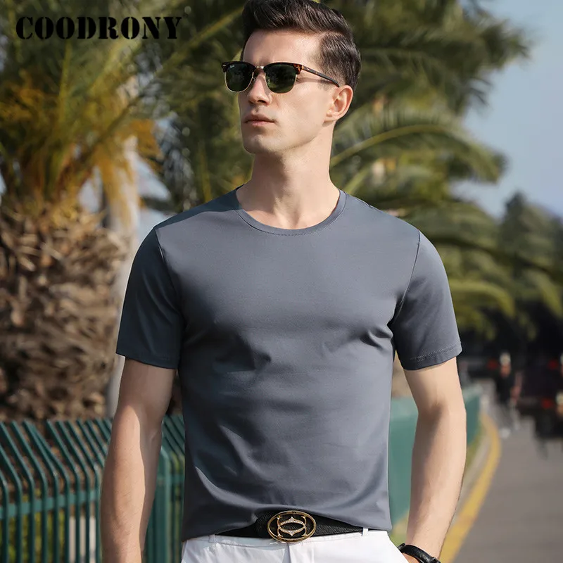 

COODRONY Brand Classic Pure Color O-Neck T Shirt Men Cotton Bottoming Tee Shirt Homme Spring Summer Short Sleeve T-Shirt P5049S