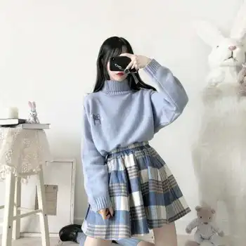 K-pop Baby Blue $ Pink Sweater & Pleated Skirt 2 PCs Set  3