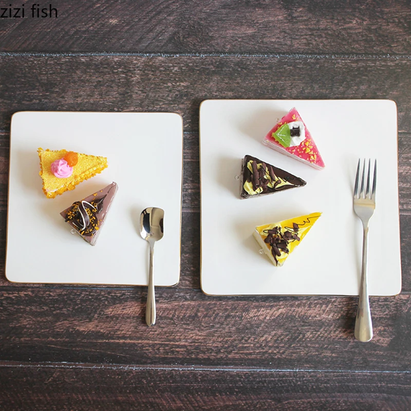 European White Square Plates Set Ceramic Plates Dinner Set and Dishes Western Dishes Cake Pan Dessert Plate Sushi Dish