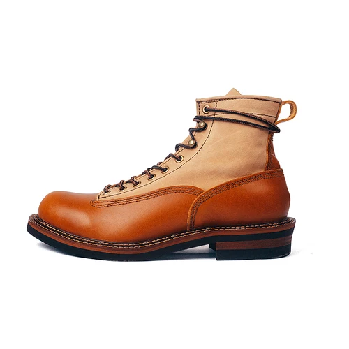 Light red brown apri Мужские подходящие по цвету туфли; высококачественные мотоциклетные мужские ботинки с крыльями; Мужские ботинки в стиле панк - Цвет: Light red brown apri