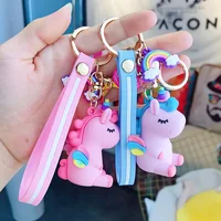 Cute Unicorn 3D Keychain Female Car Key Pendant Bag Backpack Ornaments Girl Child Lovers Gift Toy Kawaii Cartoon Phone Lanyard 1