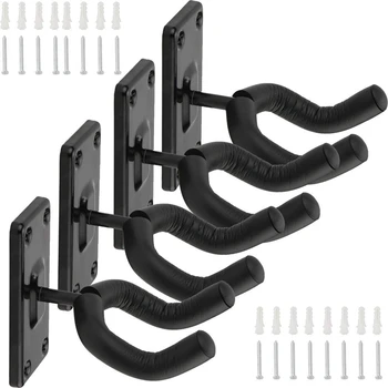 

HOT-4Pcs Guitar Holder Guitar Hanger Wall Hook Stand for Bass Electric Acoustic Guitar Ukulele
