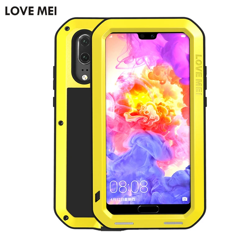

LOVE MEI For HUAWEI P20 / P20 PRO P 20 Powerful Shockproof Dirtproof Water Resistant Metal Phone Cover Case Funda +Gorilla Glass