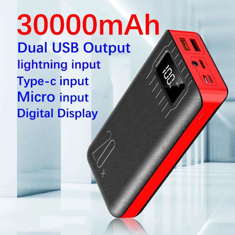 30000 мАч Внешний аккумулятор для iPhone 11 pro 6 6s 7 8 Plus X XS max XR Pover Bank USB светодиодный внешний аккумулятор для зарядки