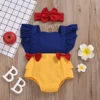 0-24M Baby Summer Girls Rompers Girl Ruffles Sleeveless Square Neck Bowknot Overalls Newborn Jumpsuits Bow Headband 2PCS ► Photo 1/6