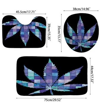 

4PCS/Set Maple leaf Shower Curtain Bath Curtain Waterproof Polyester GXMA