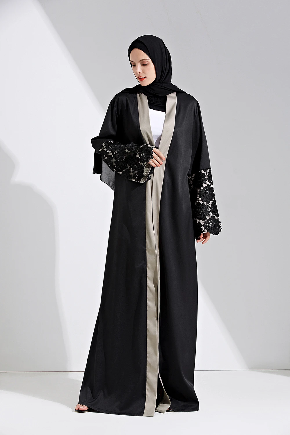 Модный исламский кружева шить мусульманка jubah женский Арабская мода отличное качество макси размера плюс мусульманский кардиган Абайи wq1160