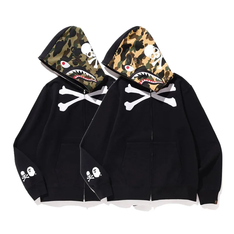 

2019 Fall Hoop Guard Garment Stitching Camouflage Skeleton Unisex Couple Jacket Hoodie Oversize Hip Hop Hoodie Men Sweatshirt