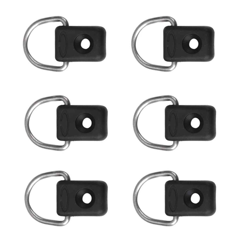 6 Pieces Kayak D Rings Outfitting for Boat Canoe Kayak Accessories Black