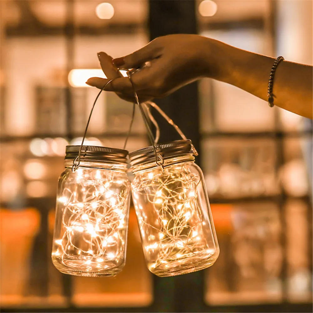 

1/2/3/4pcs Solar 20LED Copper Wire String Light Insert Mason Jar Lid Lamps Outdoor/Indoor Waterproof For Garden Holiday Decora