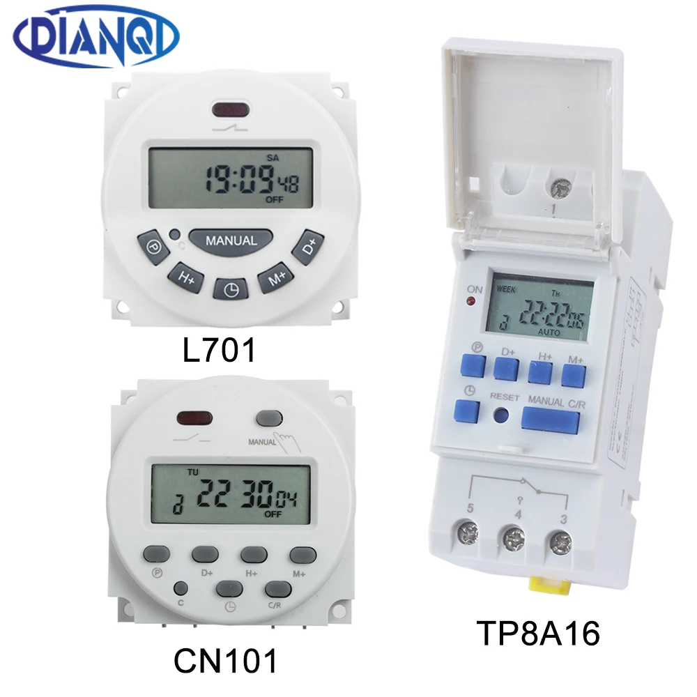 Semana Controlador Eletrônico Semanal Dias Programável Digital Interruptor de Tempo Controle Temporizador Cn101a Tp8a16 L701 220v12v 16a 1pc