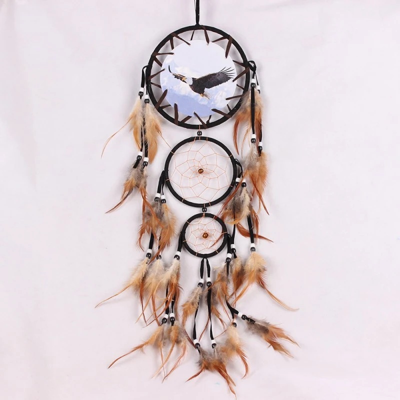 Dream Catcher Wall Decoration Handmade Dream Catcher Creative Wall Decorations Wolf Pattern Boho Retro Feathers Ornament Home Room Hanging Decor