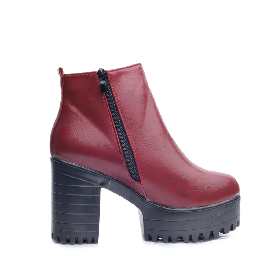 Fujin/женские сапоги на квадратном каблуке; zapatos mujer; сапоги-лодочки из искусственной кожи до бедра; обувь в байкерском стиле; высокие сапоги; кожаные ботильоны