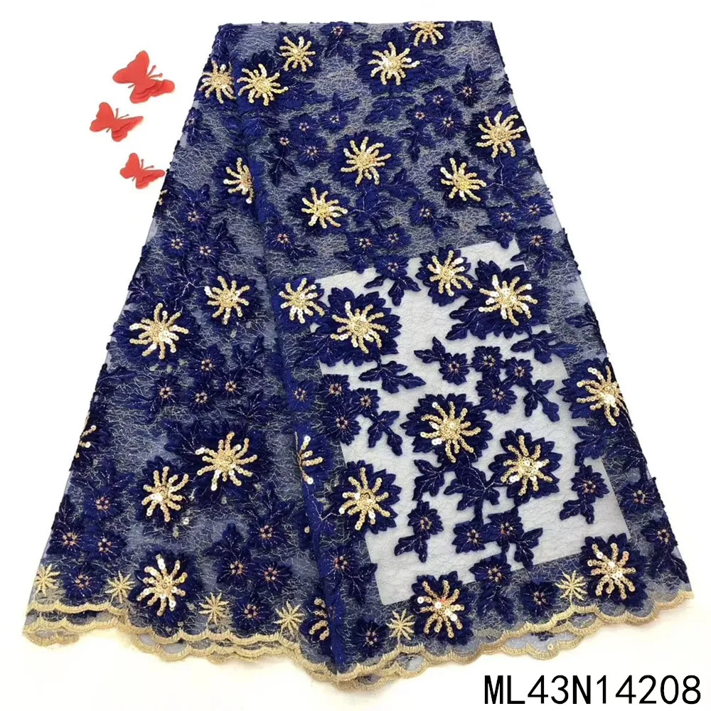 

BEAUTIFICAL French lace blue embroidery african lace for wedding high quality net tulle lace for party ML43N142