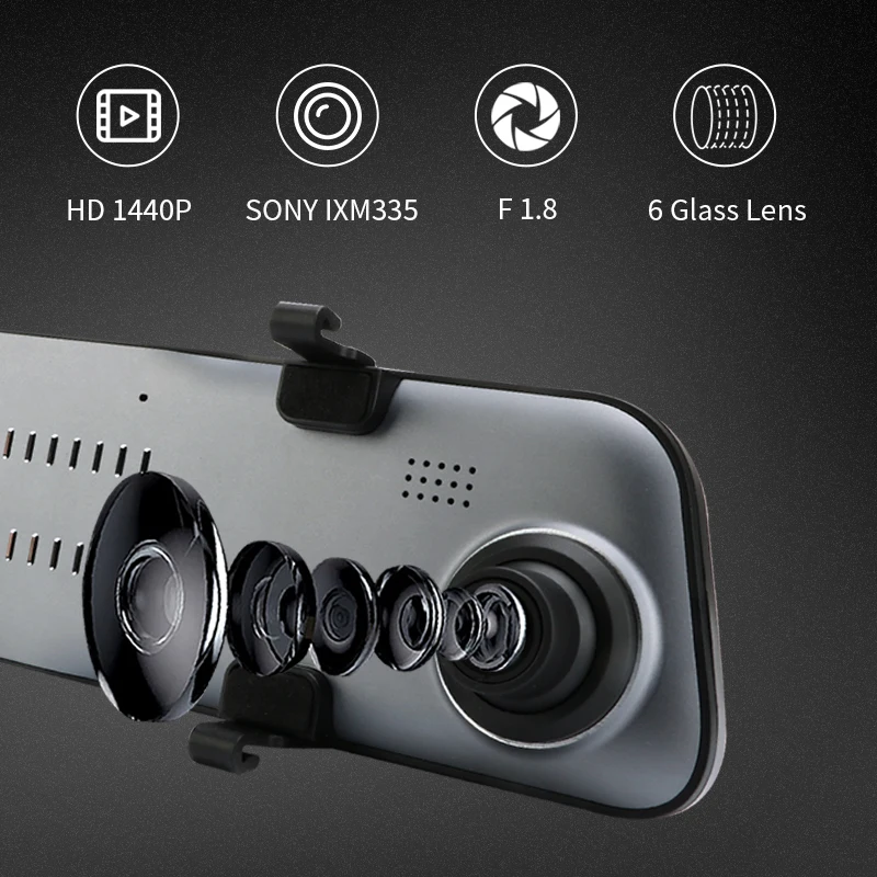 Jansite 12 дюймов Ultra HD 2K Автомобильный видеорегистратор Камера 2560*1440P gps зеркало dvr Камера авто DVR регистратор двойной объектив видео регистратор