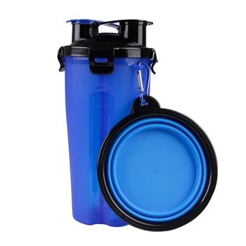 

Dog Water Food Bottle 2-In-1 with 1 Collapsible Dog Bowls Outdoor Travel Leak Proof Cup Portable Drinking Bottle 66CY