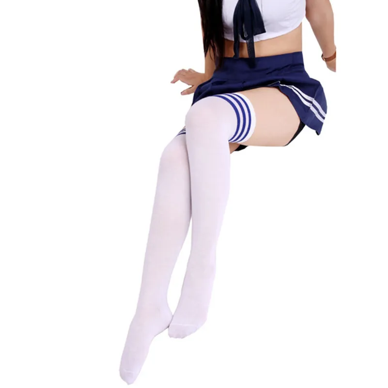 New Fashion Stockings Casual Thigh High Over Knee Acrylic Stockings Girls Women Long Knee Warmers Student Black Stripe Stockings