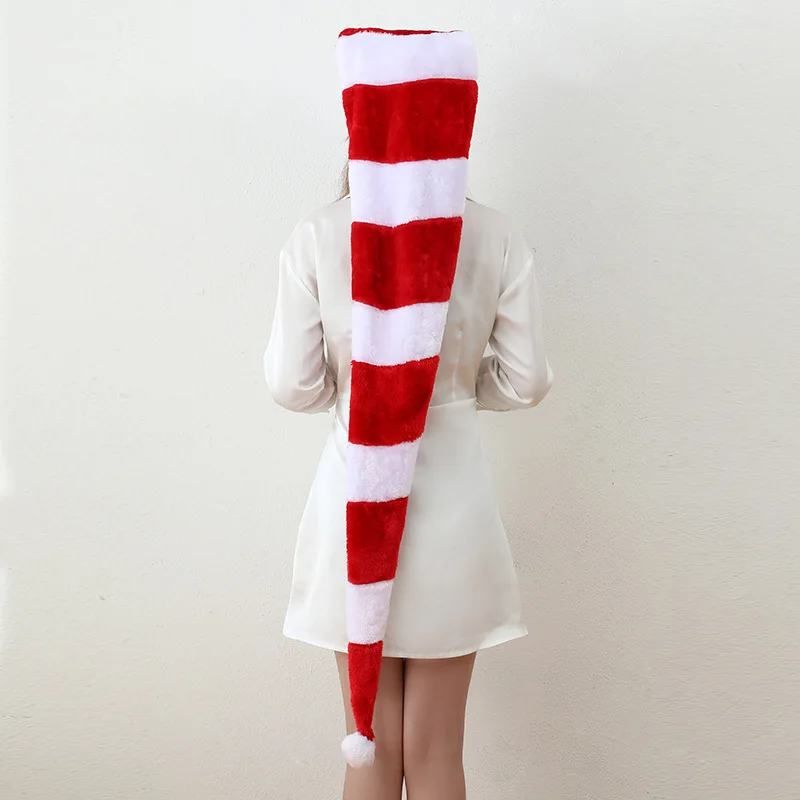 Long Christmas Santa Hat Overlength Plush Christmas Santa Claus Xmas Long-tail Cap Hat christmas beanie hat