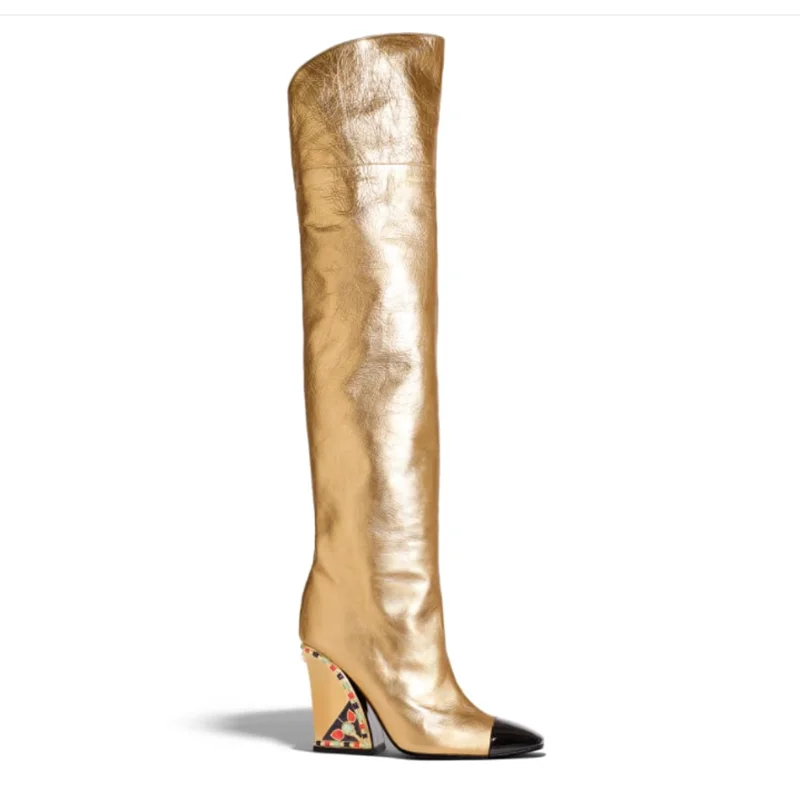 Новинка; европейский и американский бренд; модная кожаная обувь золотистого цвета; фирменные ботинки средней длины для прогулок